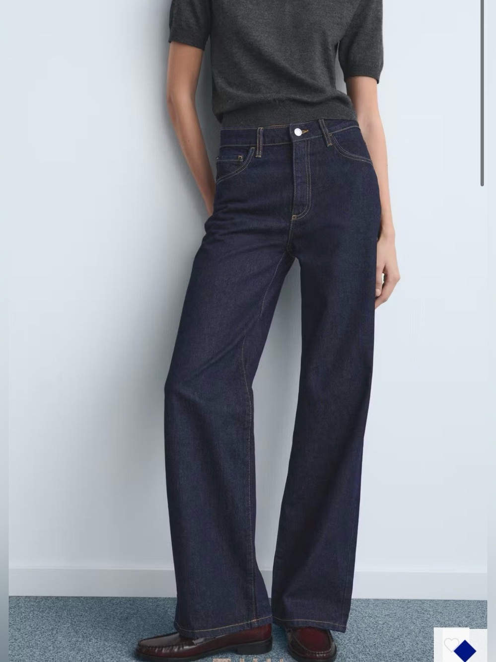 Mango Danila Dark Indigo Wide-Leg High-Rise Jeans